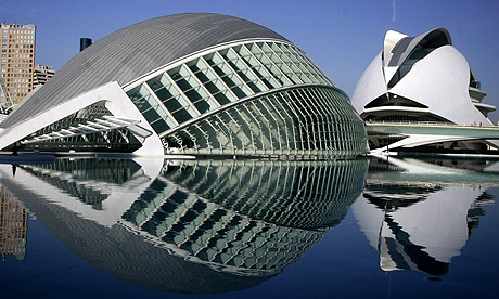 View of the Palace of Arts and Sciences and The Hemispheric in Valencia
