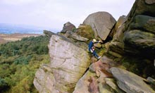 Rock climbing in the Peak District.