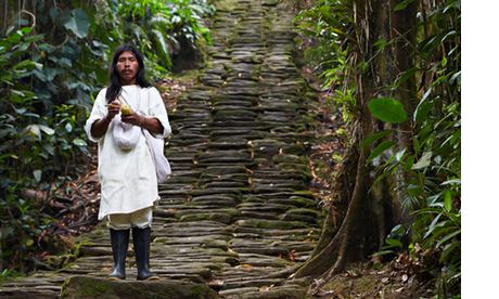 zalemaku on the steps of ancient Teyune, Colombia