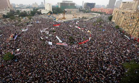 Protesters gather in Tahrir Square, Cairo, Egypt