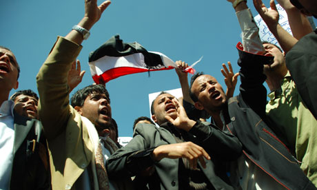 Yemeni anti-government protesters in Sanaa