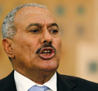 President Ali Abdullah Saleh of Yemen addresses a news conference in Sana'a